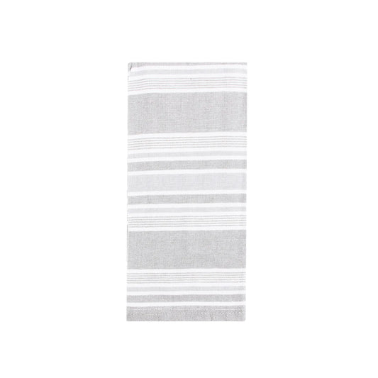 Wide Stripe Single Terry Reverse Towel - Grey