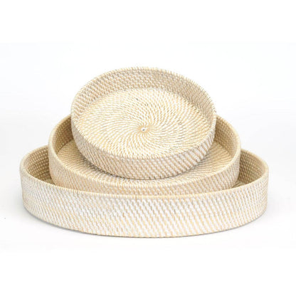 White Wash Rattan Tray (3 Sizes)