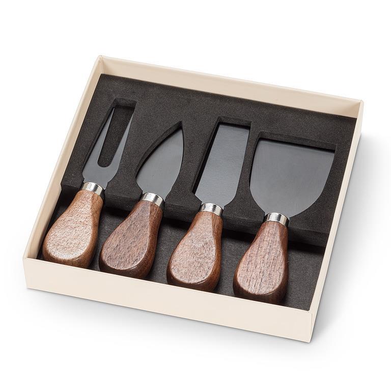 Walnut Handled Cheese Knives - Boxed Set of 4