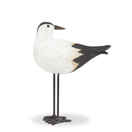 Wooden Black and White Bird Looking Back 7.5"