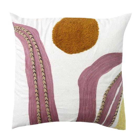 Embroidered Square Cushion Plum, Natural, Nutmeg 18" x 18"