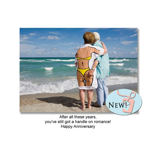 Elderly Couple At Beach Anniversary Card