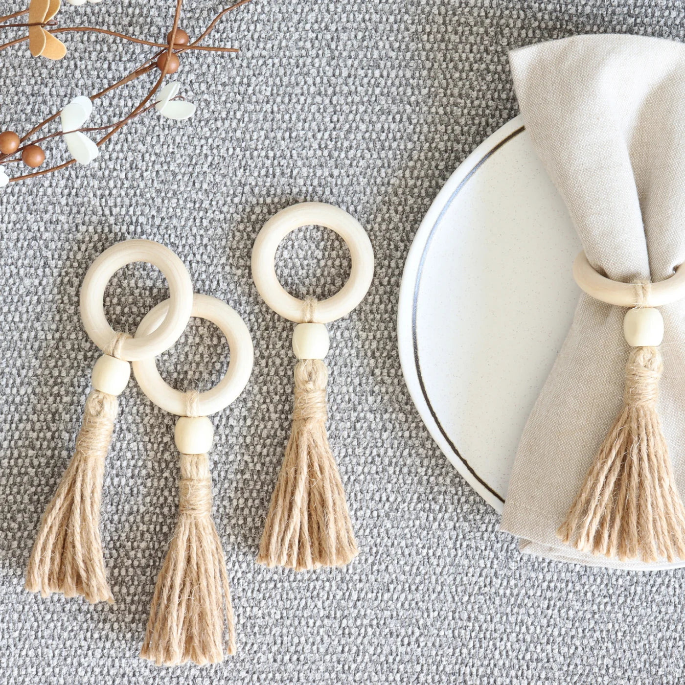 Tassel Napkin Ring Natural (s/4)