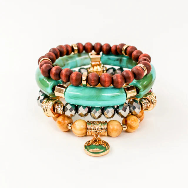 Four Stack Aqua Bangle Set