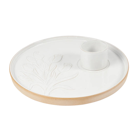 Floral Serve & Dip Platter 2Pc Natural