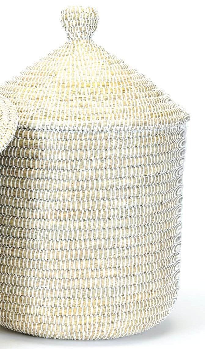 Large Coiled Grass Lidded Hamper