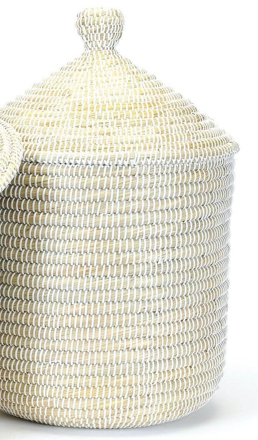 Large Coiled Grass Lidded Hamper