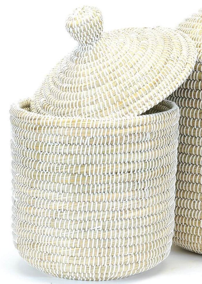 Small Coiled Grass Lidded Hamper