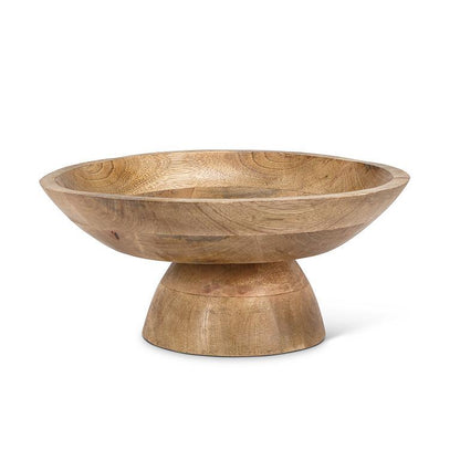 Mango Wood Pedestal Bowl 9.5"