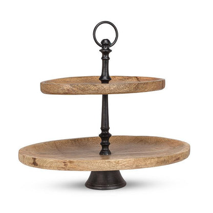 2-Tier Wood and Metal Oval Tray (Store Pick-up Only)