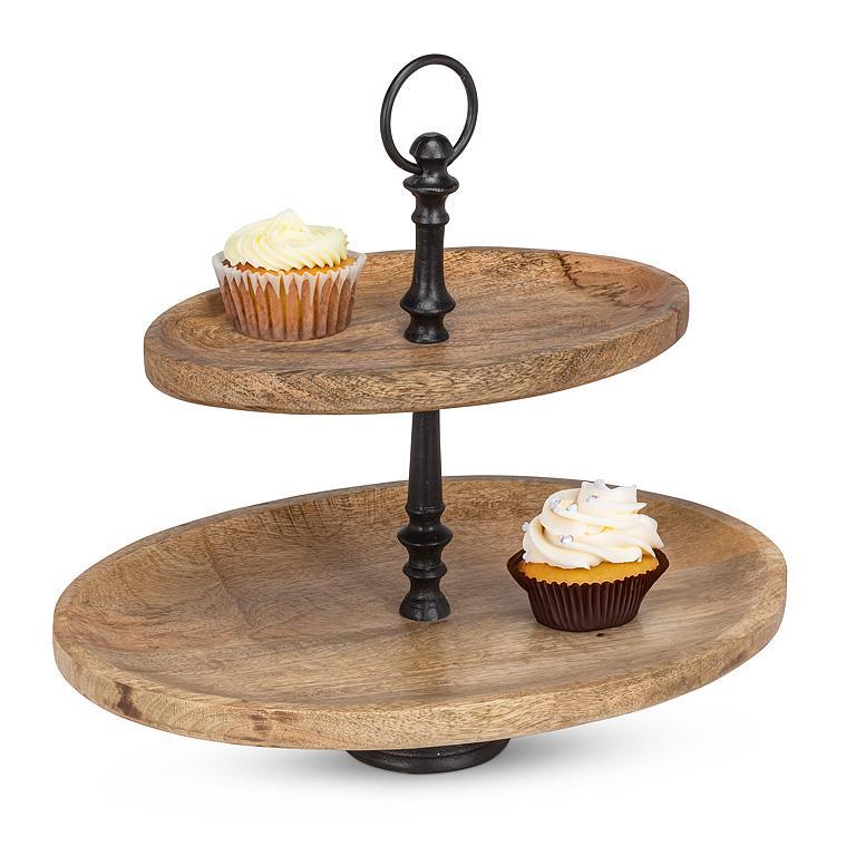 2-Tier Wood and Metal Oval Tray (Store Pick-up Only)