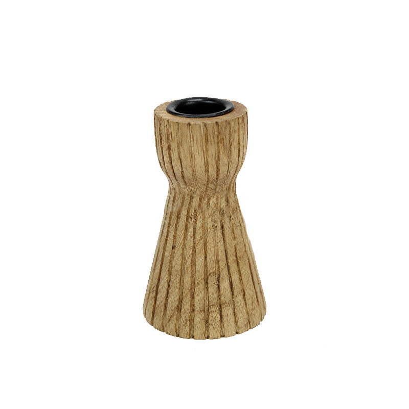 Wooden Taper Holder Etched with Lines (Assorted sizes)