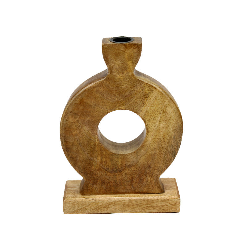 Natural Wooden Circle Taper Candle Holder (2 Sizes)