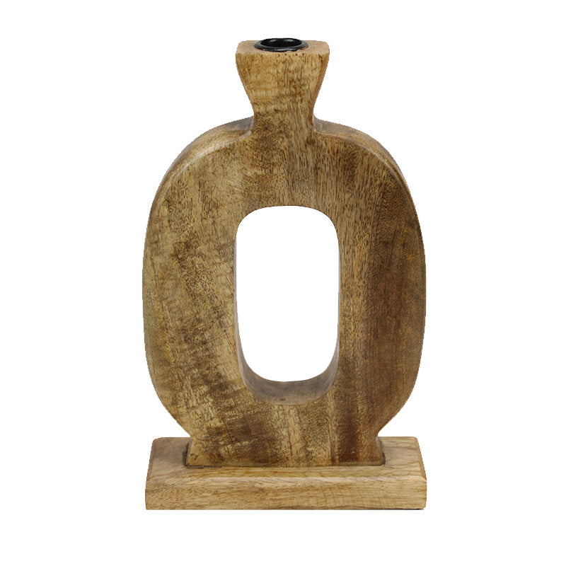 Natural Wooden Circle Taper Candle Holder (2 Sizes)