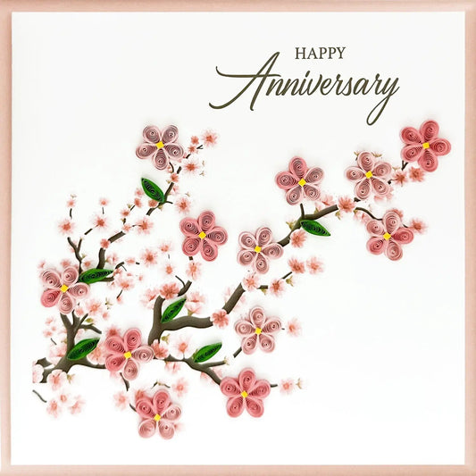 Quilling Cherry Blossoms - Anniversary Card