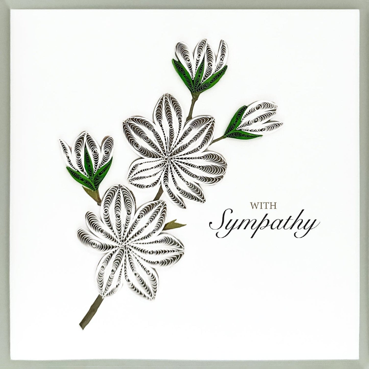 White Flowers Quilling Paper Art Card - Sympathy Card