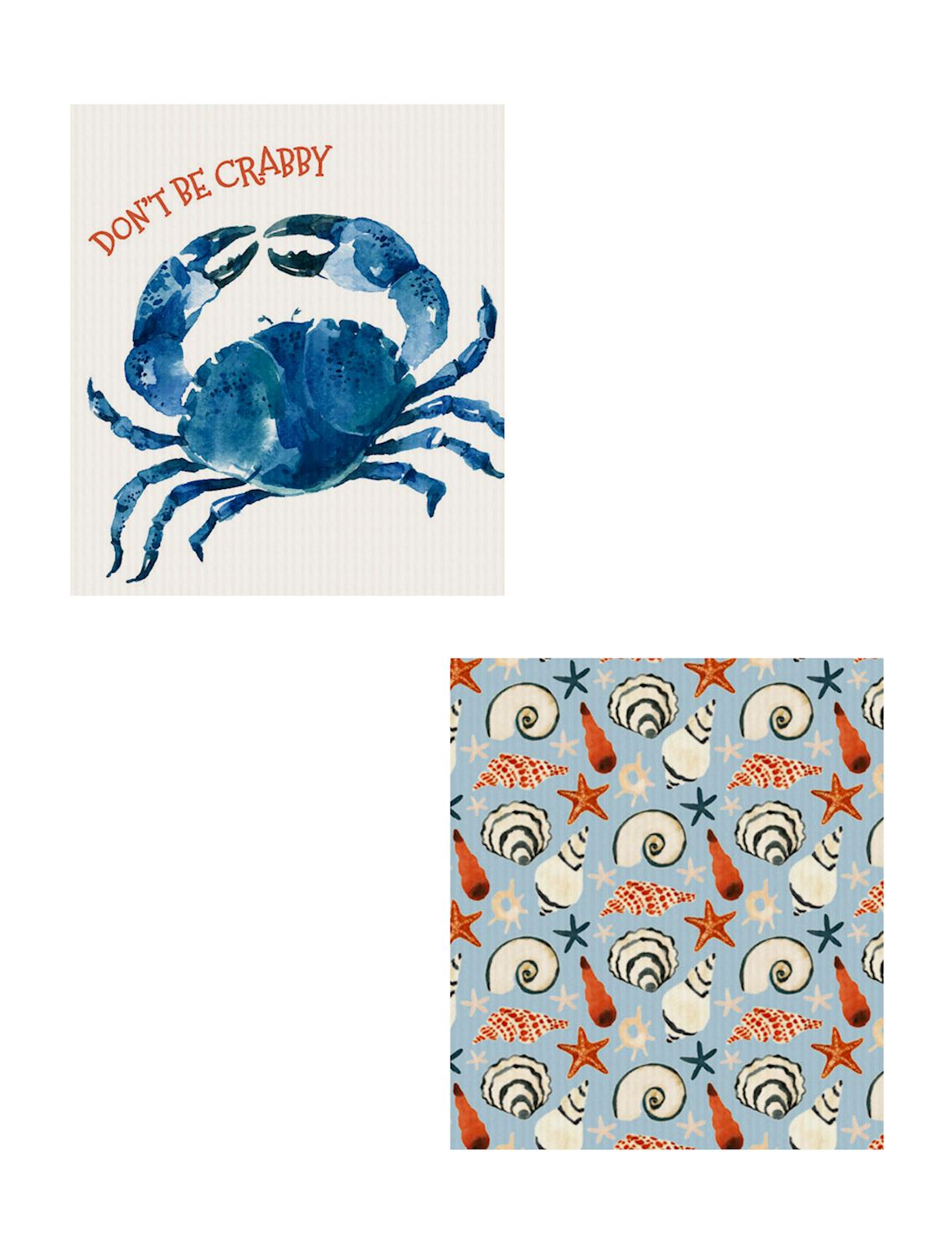 Crab Reusable Dish Cloth s/2