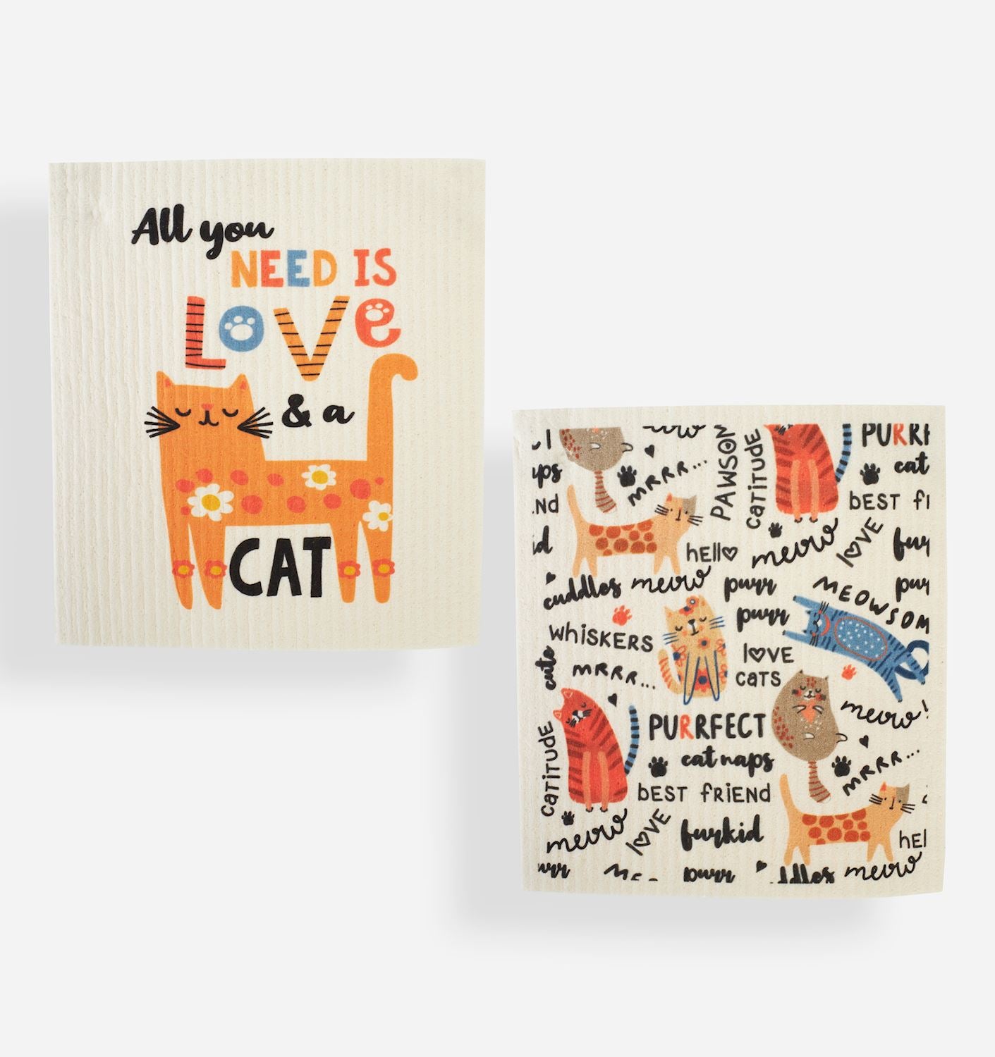 Cat Reusable Dish Cloth s/2