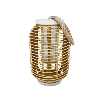 Malaga Lantern Natural and White Wood with Rope Handle (2 Sizes)