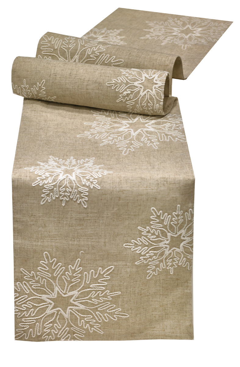 Natural with Cream Snowflakes Runner 14" x 72"