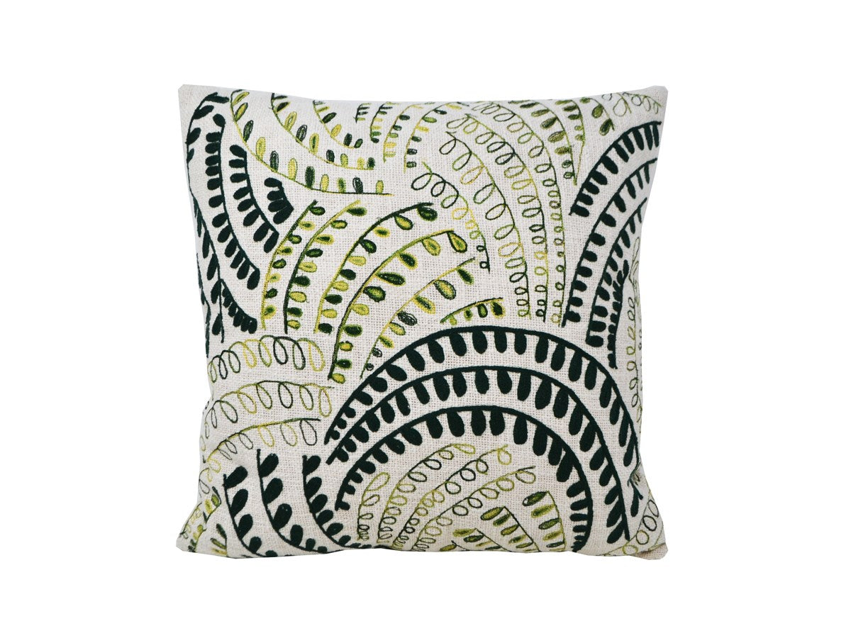 Embroidered Leaves Cushion