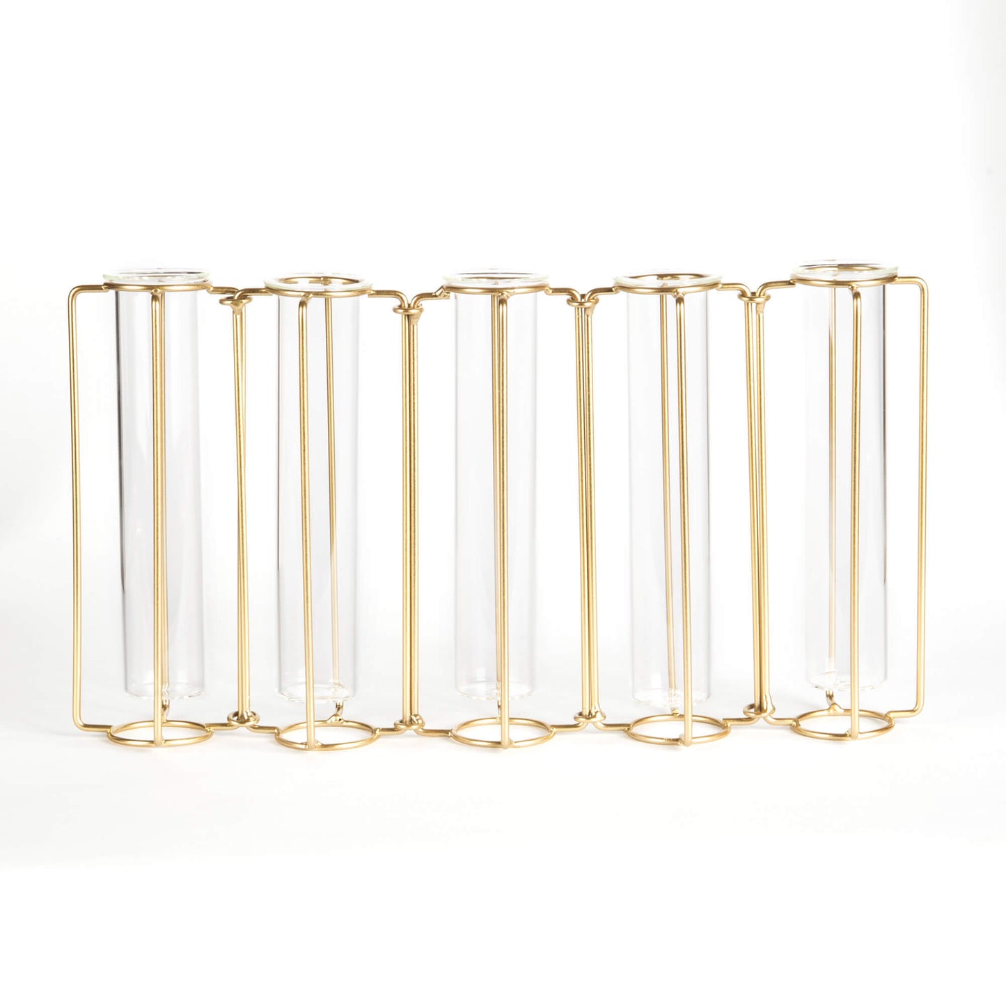 Gold Wire Adjustable Vase with 5 Glass Tubes