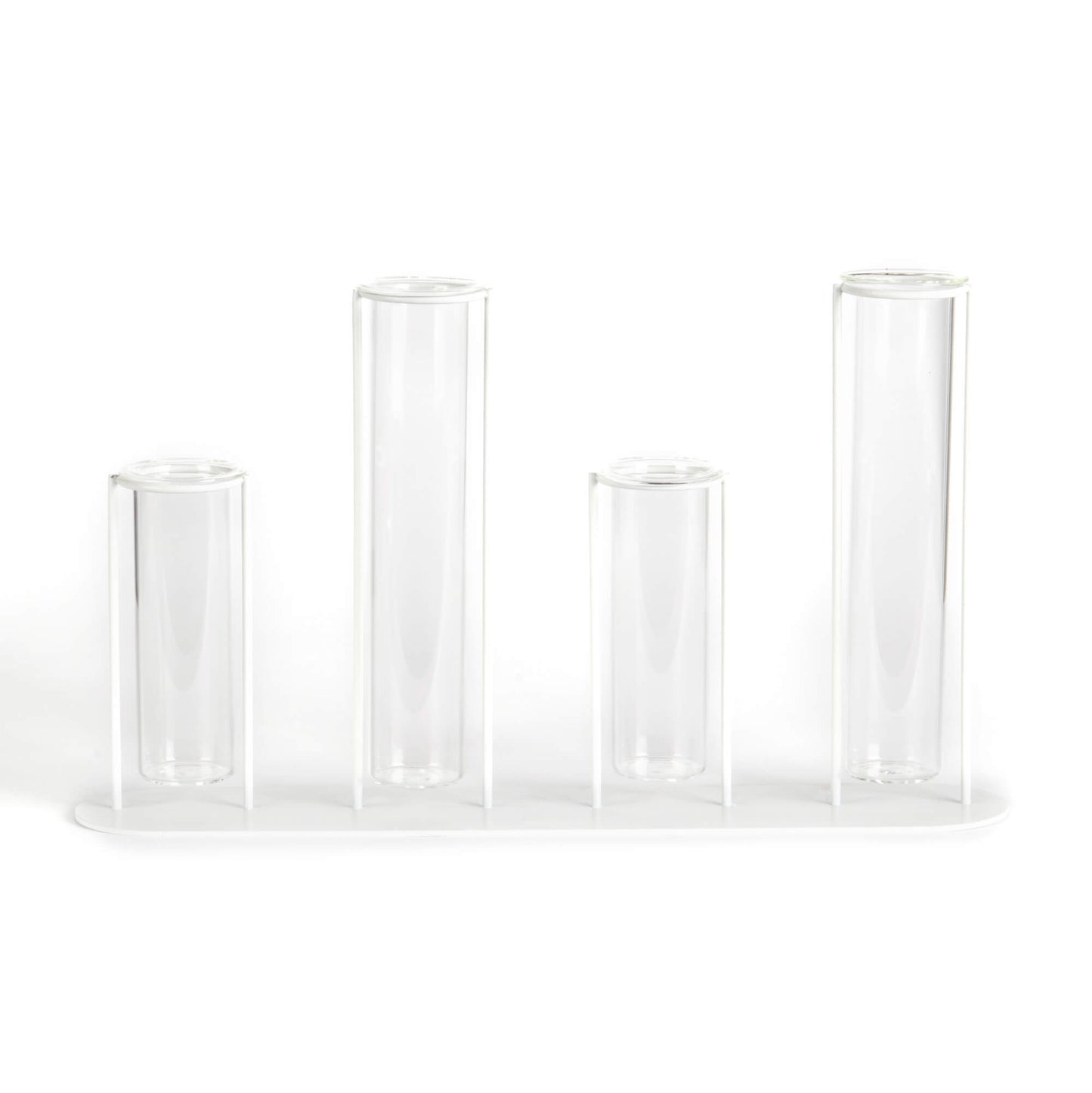 White Iron Stand with 4 Glass Tubes