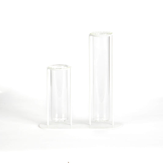 White Iron Stand with 2 Glass Tubes