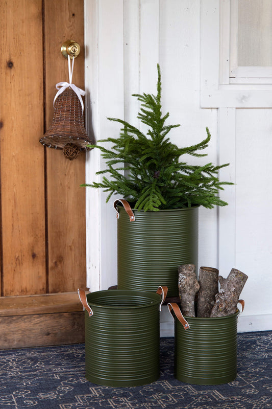 Dark Green Metal Bucket (3 Sizes)