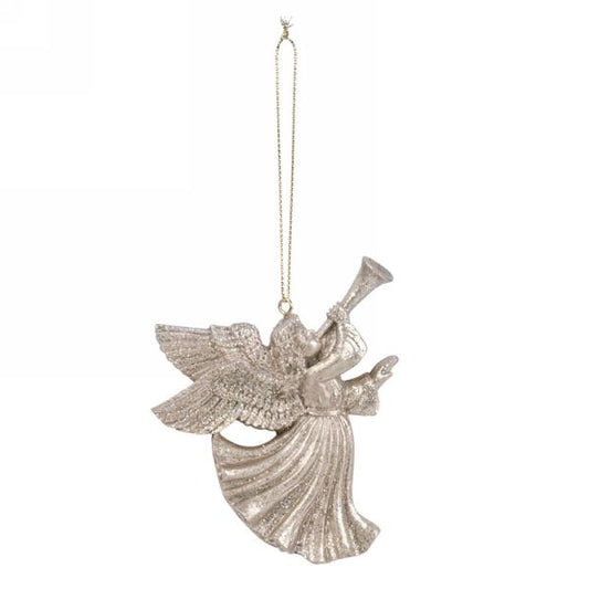 Glitter Champagne Angel Ornament