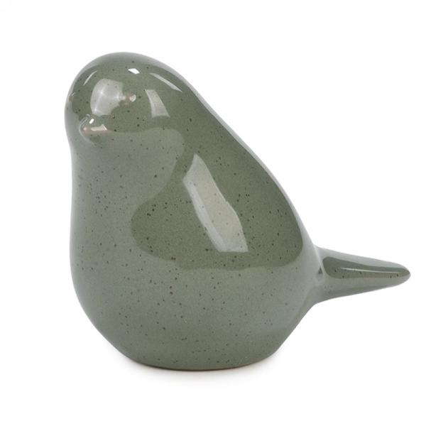 Sage Green Ceramic Bird Left Facing