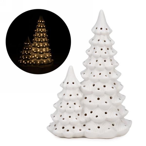 White Ceramic Double Tree with LED