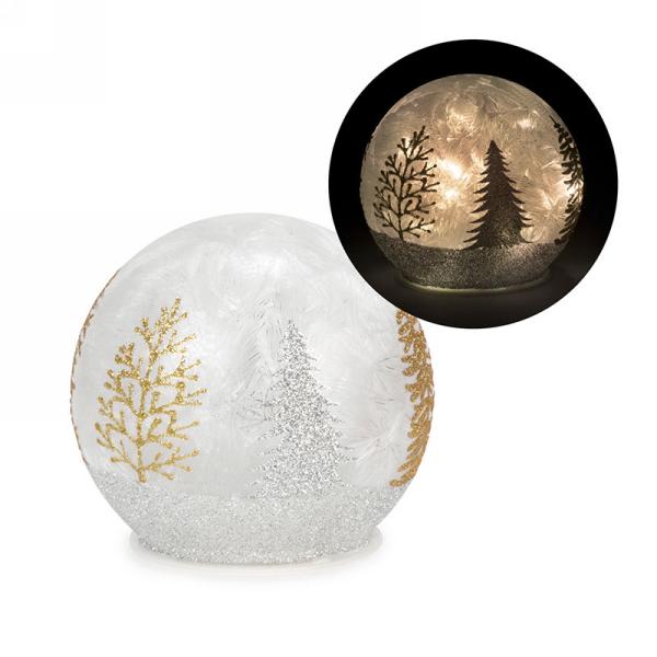 Gold and Silver Trees LED Globe 5"