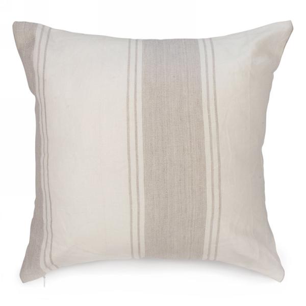 Linen Cushion with Taupe Stripes