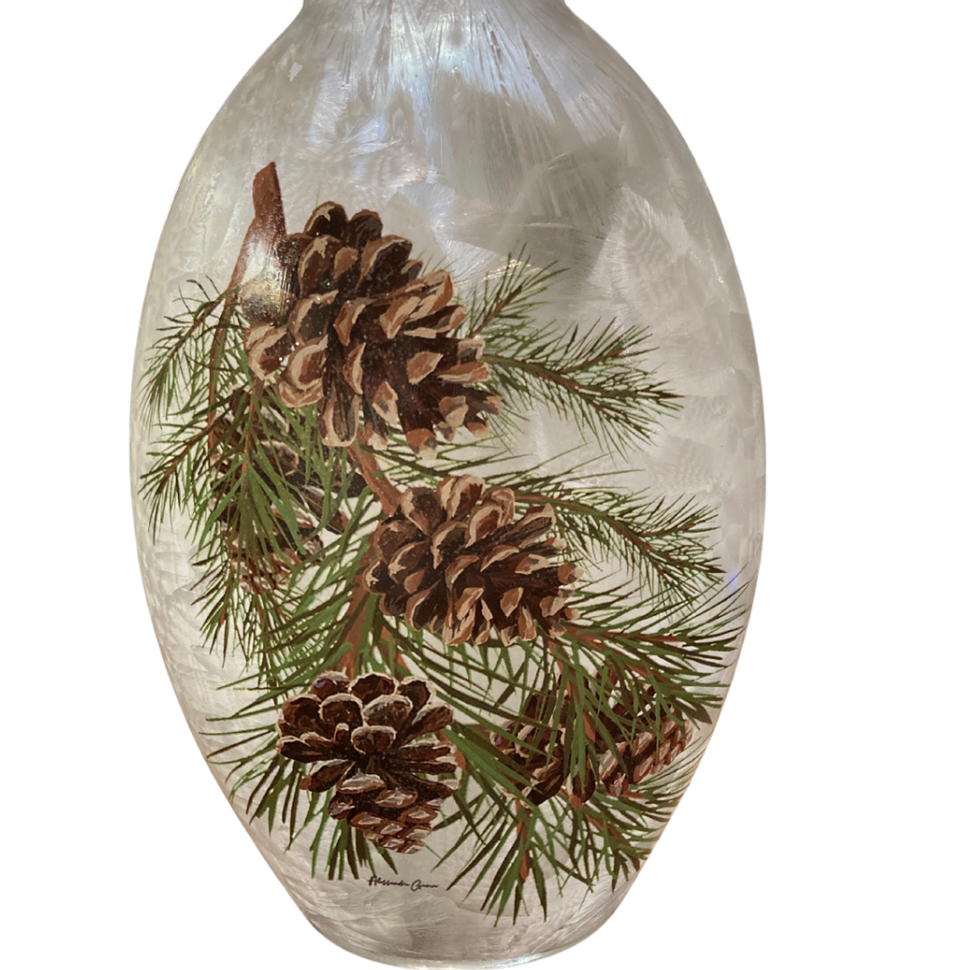 Peaceful Pine Cones Pre Lit Vase 12"