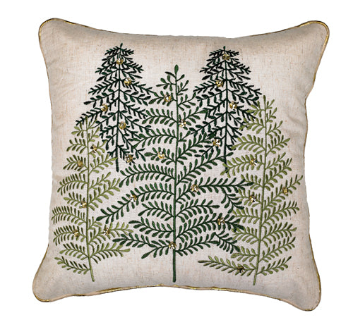 Evergreen Trees with Jewels Cushion 18"