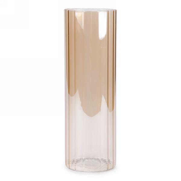 Champagne Ridged Glass Vase 12"