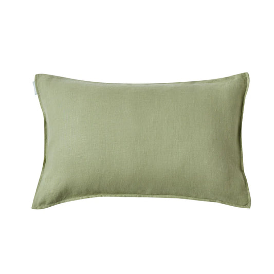 Linen Feather Cushion 14" x 22" - Green Tea