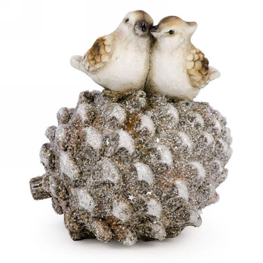 Two Birds on Glitter Pinecone