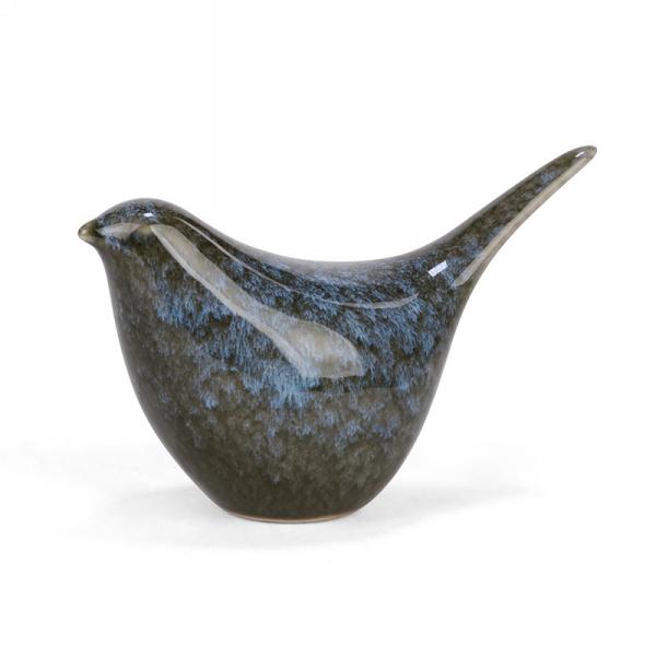 Ceramic Green and Blue Bird Decor - Tail Up