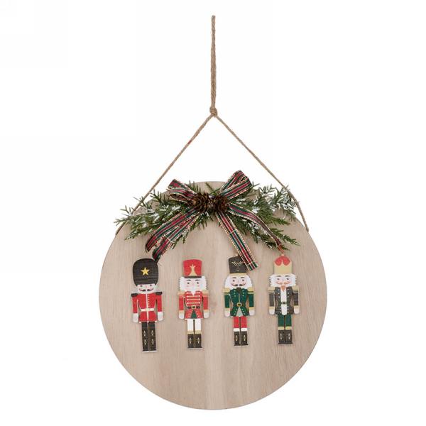 Hanging Decor 4 Nutcracker on Natural Wood