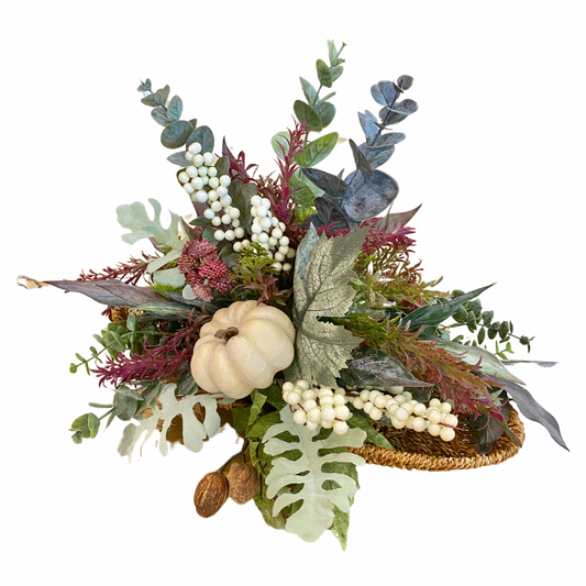 Floral Tabletop Basket with White Pumpkin **Store Pickup Only**