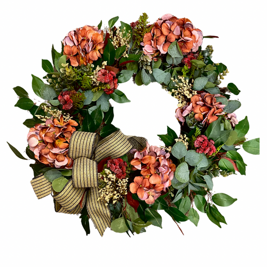 Burnt Wine Hydrangea Fall Wreath **Store Pickup Only**