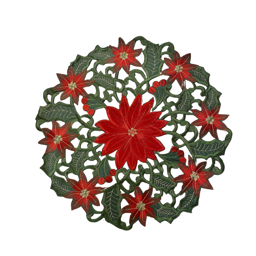 Poinsettia Cutout Placemat 16"dia