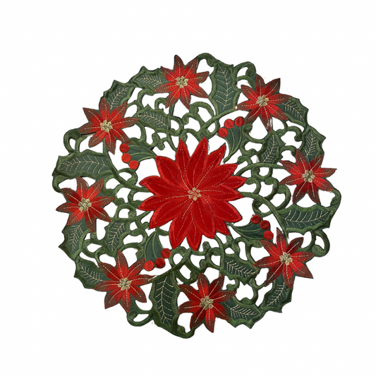 Poinsettia Cutout Placemat 16"dia