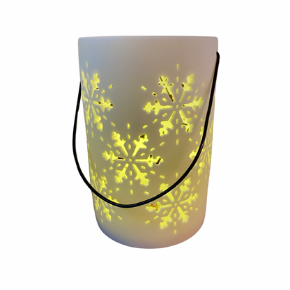 Ceramic LED Lantern with Snowflakes