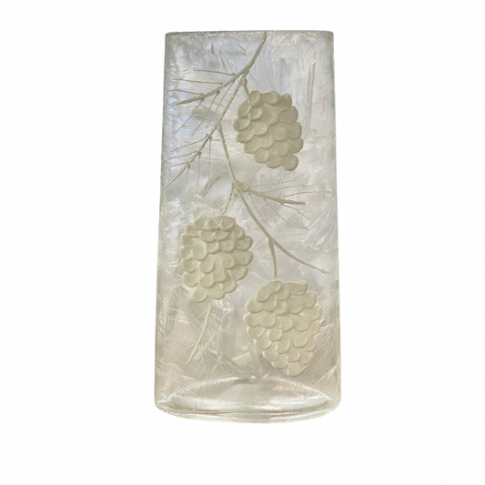 Glistening Pinecones Glass Light Up Vase