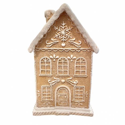 Gingerbread House - Snowy Roof 12"