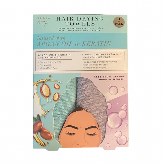 Hair Drying Towels (2 Pack) - Argan Oil & Keratin