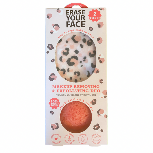 Erase Your Face Makeup Removing and Exfoliating Duo - Leopard Pattern